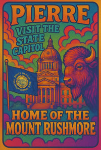 Pierre South Dakota Psychedelic Travel Poster PosterGoat