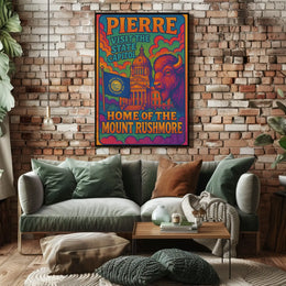 Pierre South Dakota Psychedelic Travel Poster PosterGoat