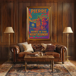 Pierre South Dakota Psychedelic Travel Poster PosterGoat