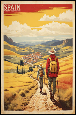 Pilgrims on Camino de Santiago Vintage Travel Poster PosterGoat