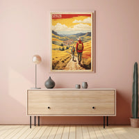 Pilgrims on Camino de Santiago Vintage Travel Poster PosterGoat