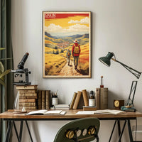 Pilgrims on Camino de Santiago Vintage Travel Poster PosterGoat