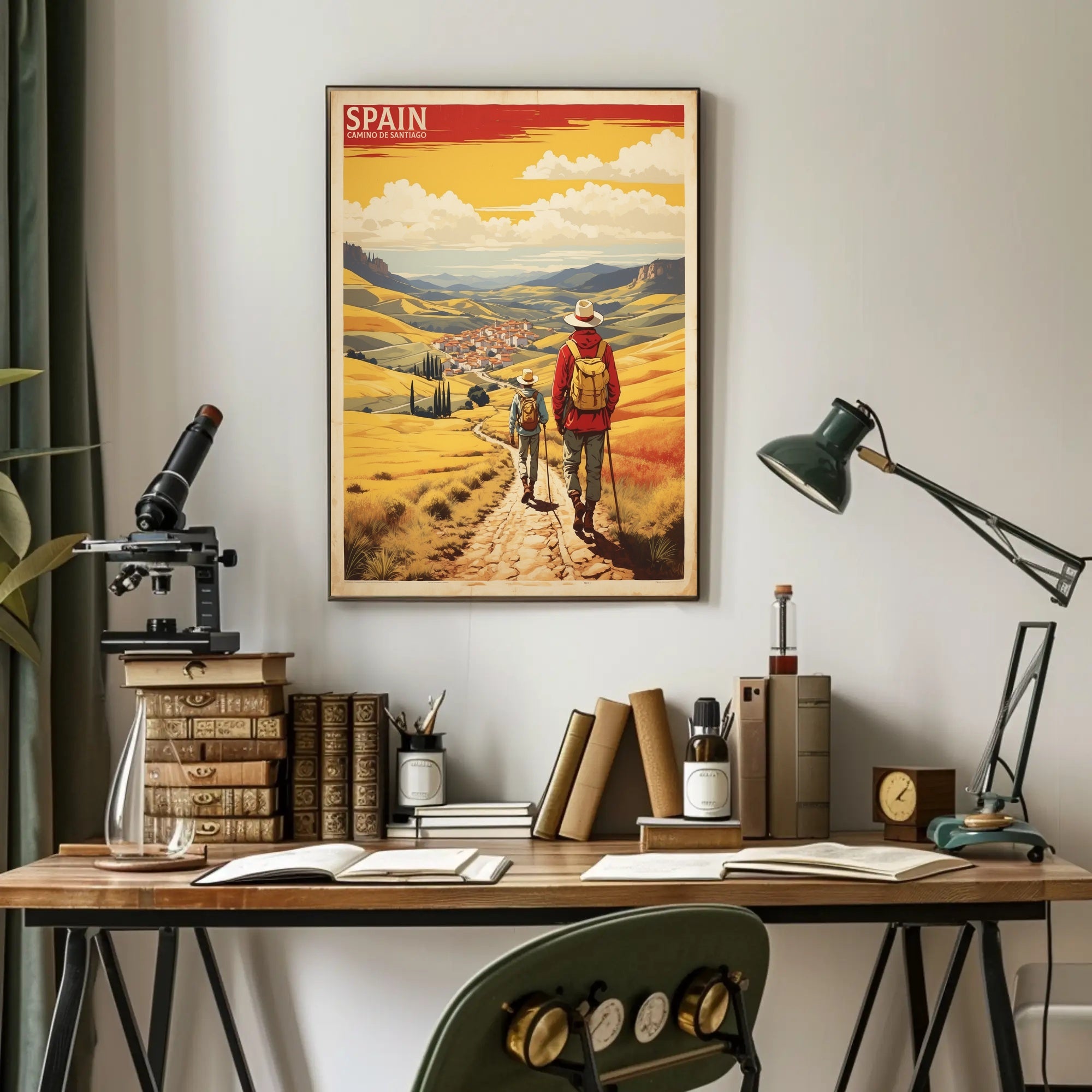 Pilgrims on Camino de Santiago Vintage Travel Poster PosterGoat