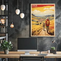Pilgrims on Camino de Santiago Vintage Travel Poster PosterGoat