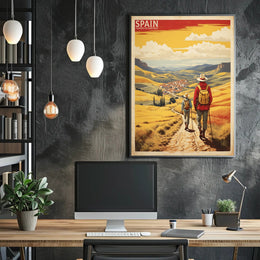 Pilgrims on Camino de Santiago Vintage Travel Poster PosterGoat