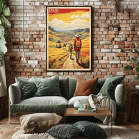Pilgrims on Camino de Santiago Vintage Travel Poster PosterGoat