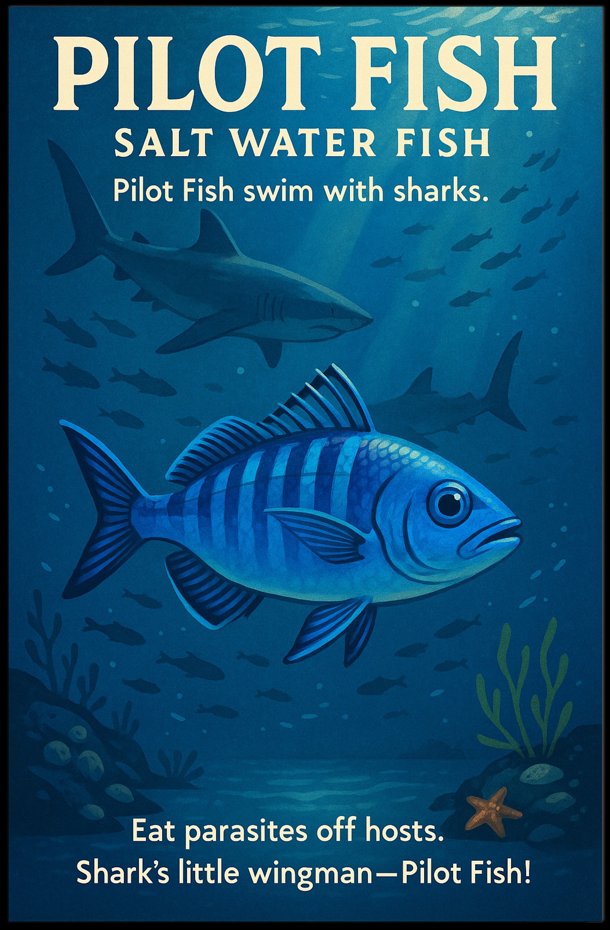 Pilot Fish SharkS Little Wingman Poster PosterGoat