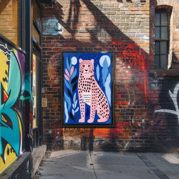 Pink Leopard in Vibrant Abstract Jungle Artistic Poster PosterGoat