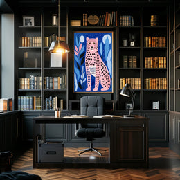 Pink Leopard in Vibrant Abstract Jungle Artistic Poster PosterGoat