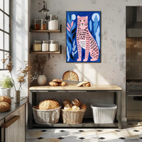Pink Leopard in Vibrant Abstract Jungle Artistic Poster PosterGoat