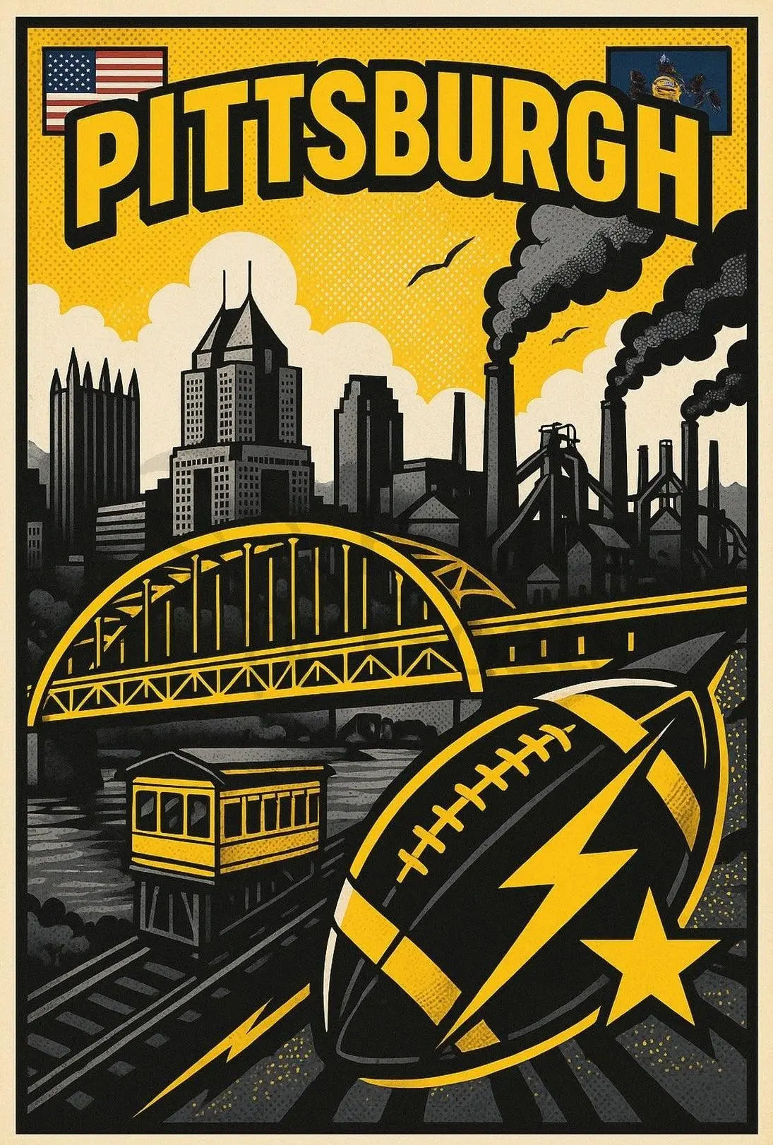 Pittsburgh Heritage Pride Retro Graphic Cultural or Heritage Poster PosterGoat