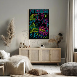 Pittsburgh Skyline Celebration Travel Poster PosterGoat