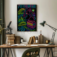 Pittsburgh Skyline Celebration Travel Poster PosterGoat