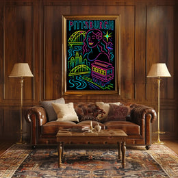 Pittsburgh Skyline Celebration Travel Poster PosterGoat