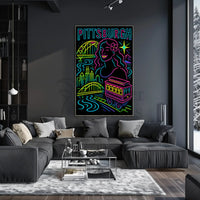 Pittsburgh Skyline Celebration Travel Poster PosterGoat
