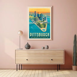 Pittsburgh Skyline Retro Travel Poster PosterGoat