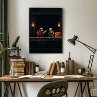 Pixel Art Knight vs Skeleton Fantasy or Mythology Poster PosterGoat