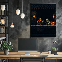 Pixel Art Knight vs Skeleton Fantasy or Mythology Poster PosterGoat