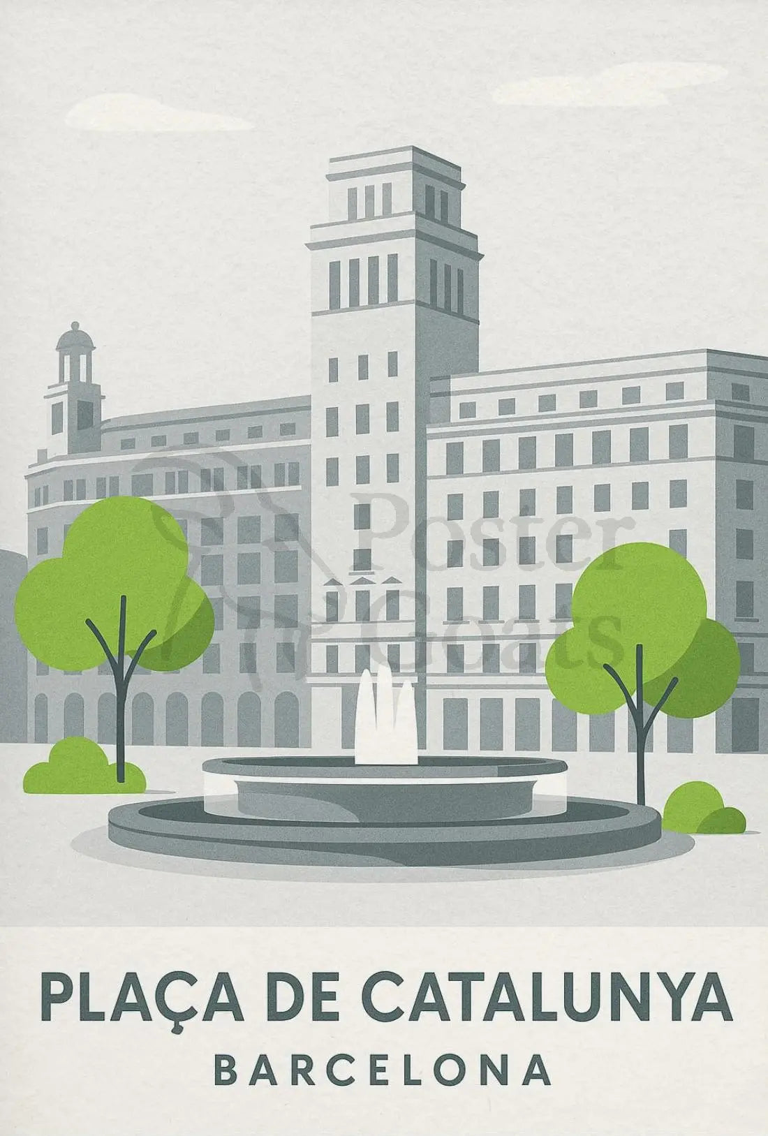 Plaça de Catalunya Barcelona Poster PosterGoat