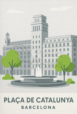 Plaça de Catalunya Barcelona Poster PosterGoat