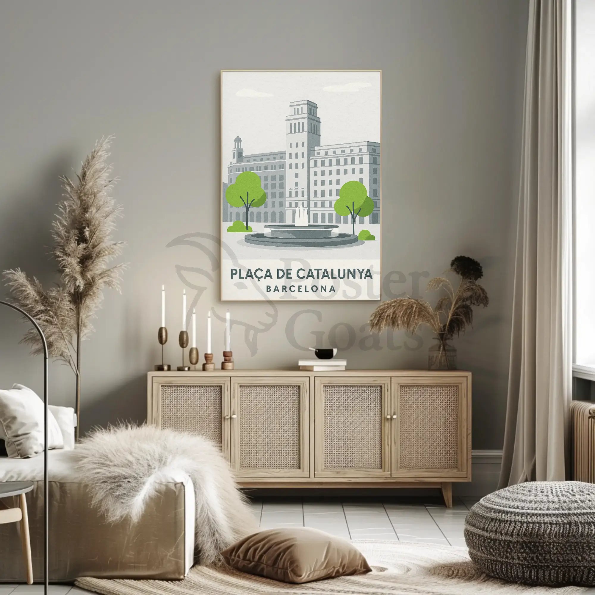 Plaça de Catalunya Barcelona Poster PosterGoat