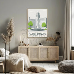 Plaça de Catalunya Barcelona Poster PosterGoat