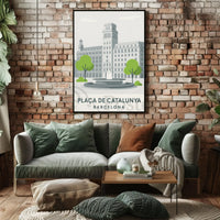 Plaça de Catalunya Barcelona Poster PosterGoat