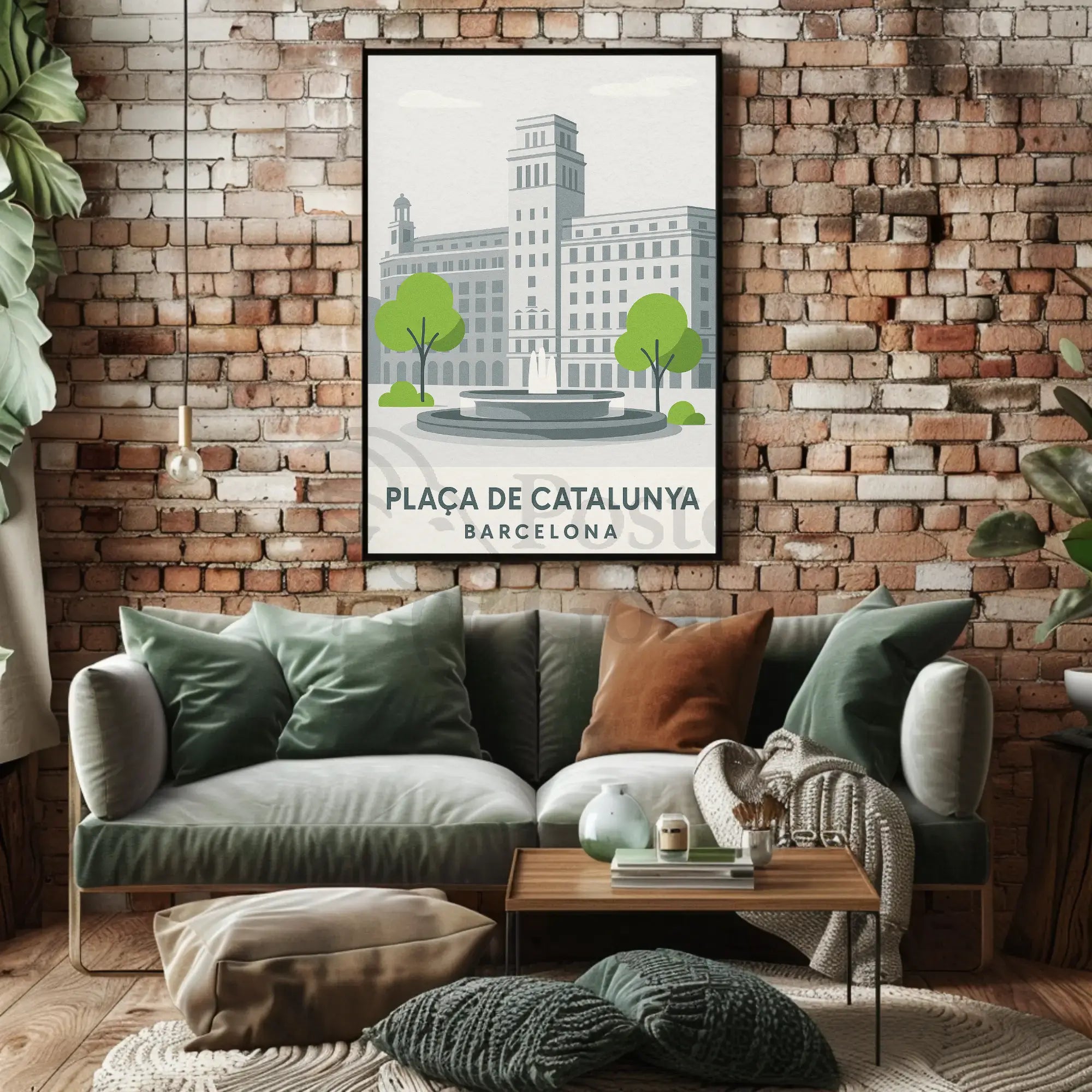 Plaça de Catalunya Barcelona Poster PosterGoat