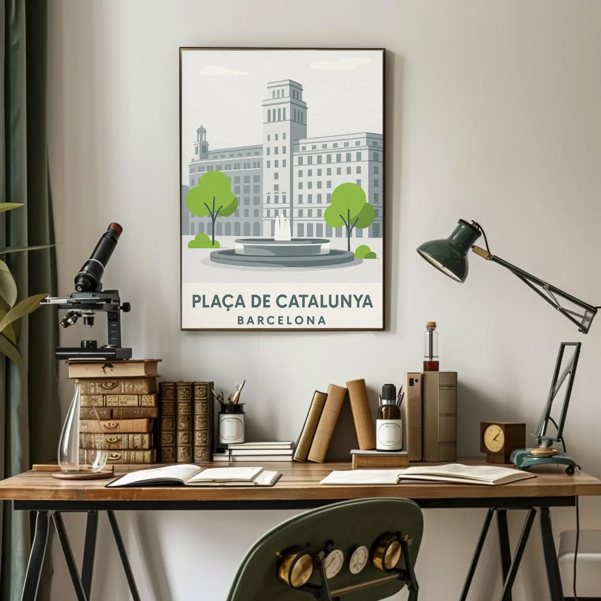 Plaça de Catalunya Barcelona Poster PosterGoat