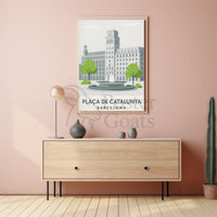 Plaça de Catalunya Barcelona Poster PosterGoat
