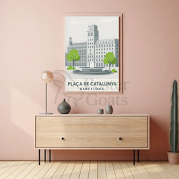 Plaça de Catalunya Barcelona Poster PosterGoat