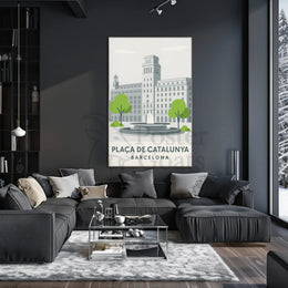 Plaça de Catalunya Barcelona Poster PosterGoat