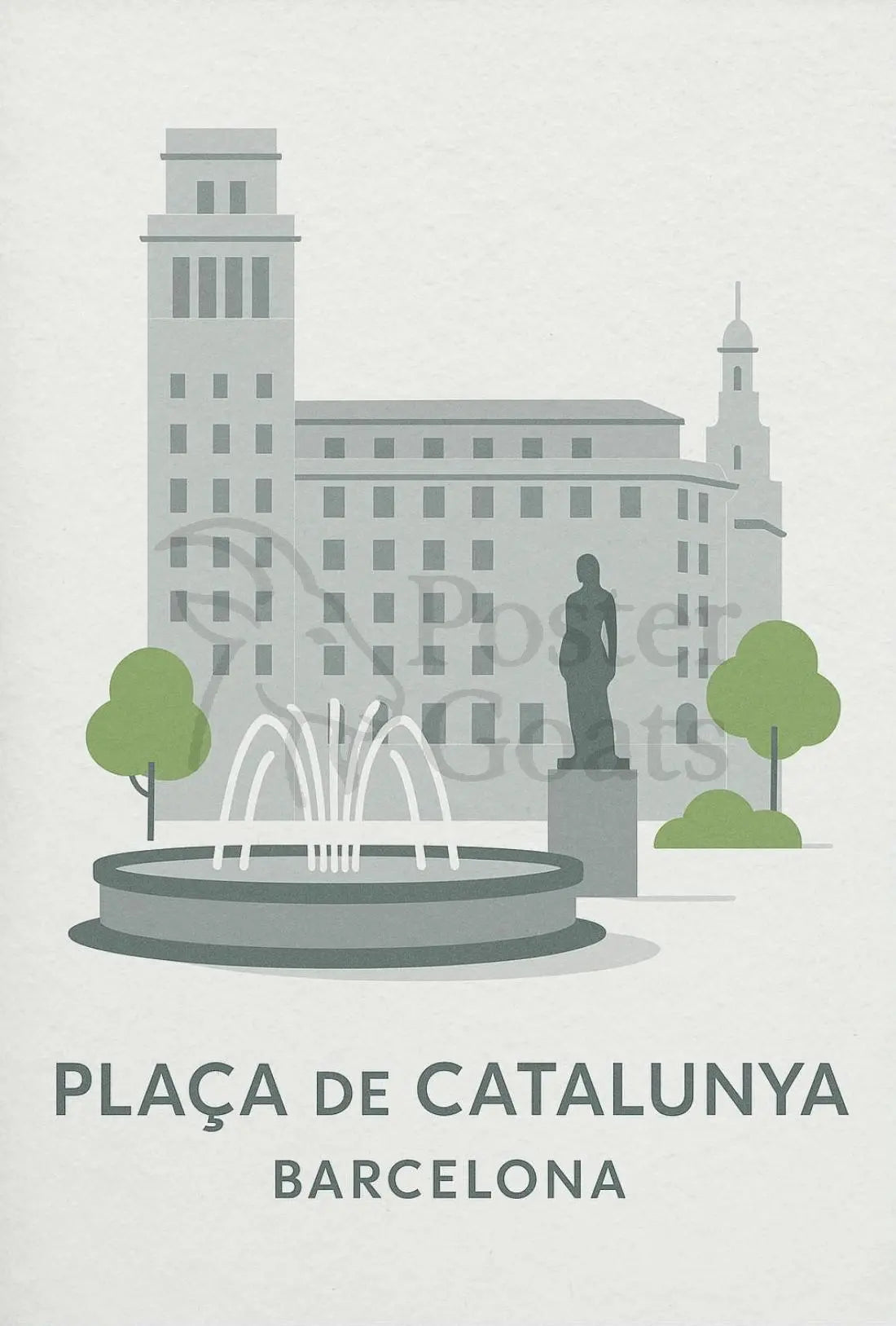 Plaça de Catalunya Tranquil Poster PosterGoat