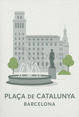 Plaça de Catalunya Tranquil Poster PosterGoat