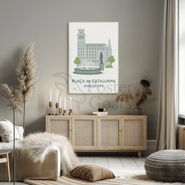 Plaça de Catalunya Tranquil Poster PosterGoat