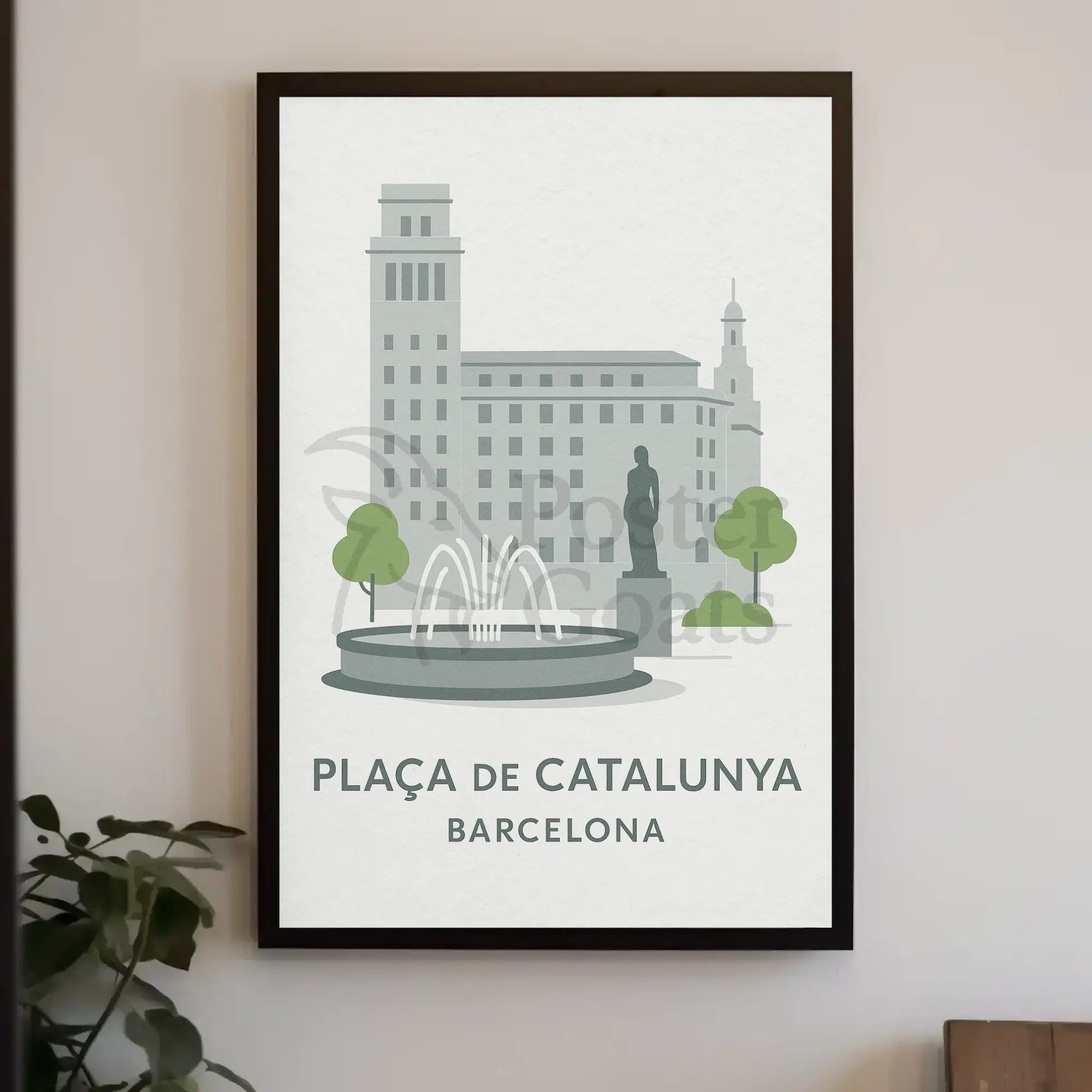 Plaça de Catalunya Tranquil Poster PosterGoat