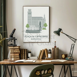 Plaça de Catalunya Tranquil Poster PosterGoat
