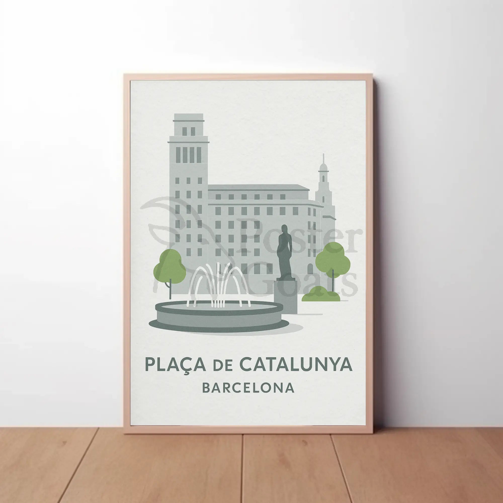 Plaça de Catalunya Tranquil Poster PosterGoat