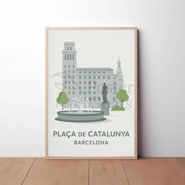 Plaça de Catalunya Tranquil Poster PosterGoat