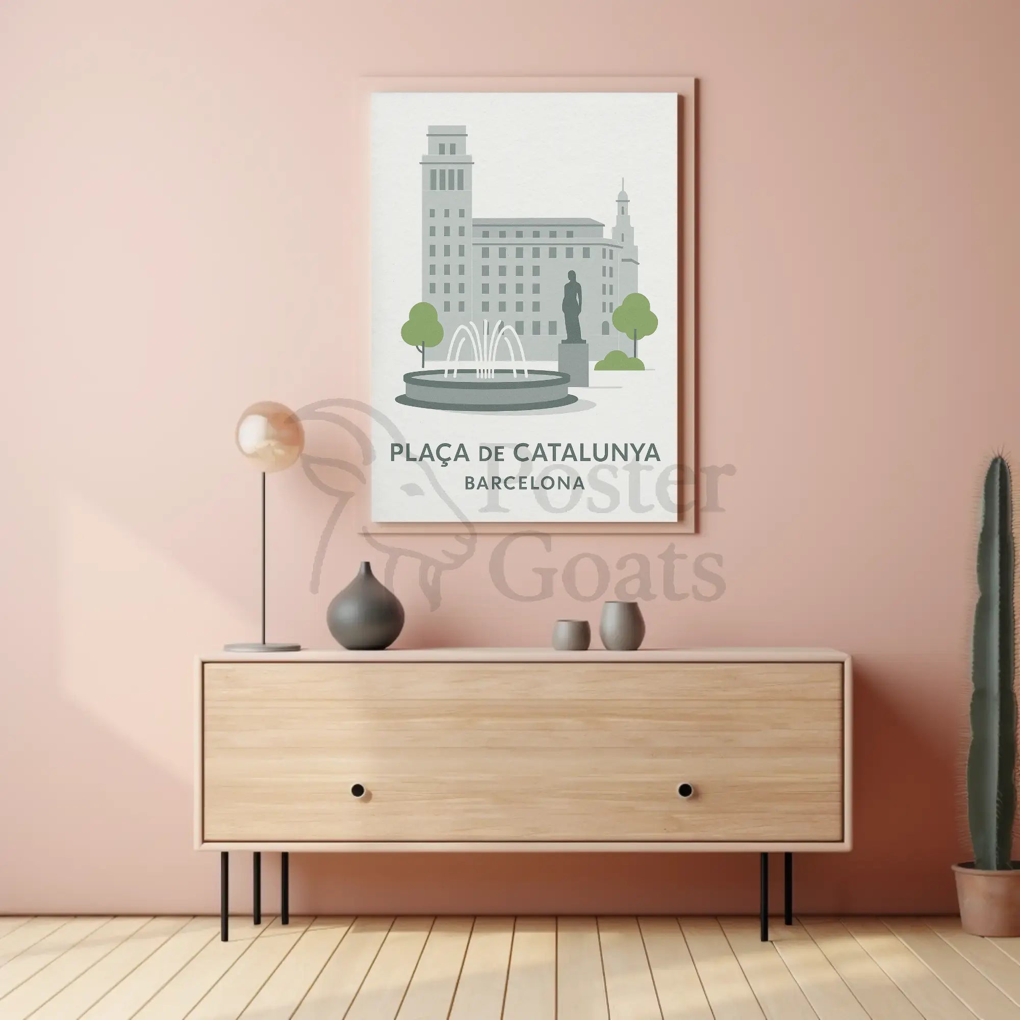 Plaça de Catalunya Tranquil Poster PosterGoat