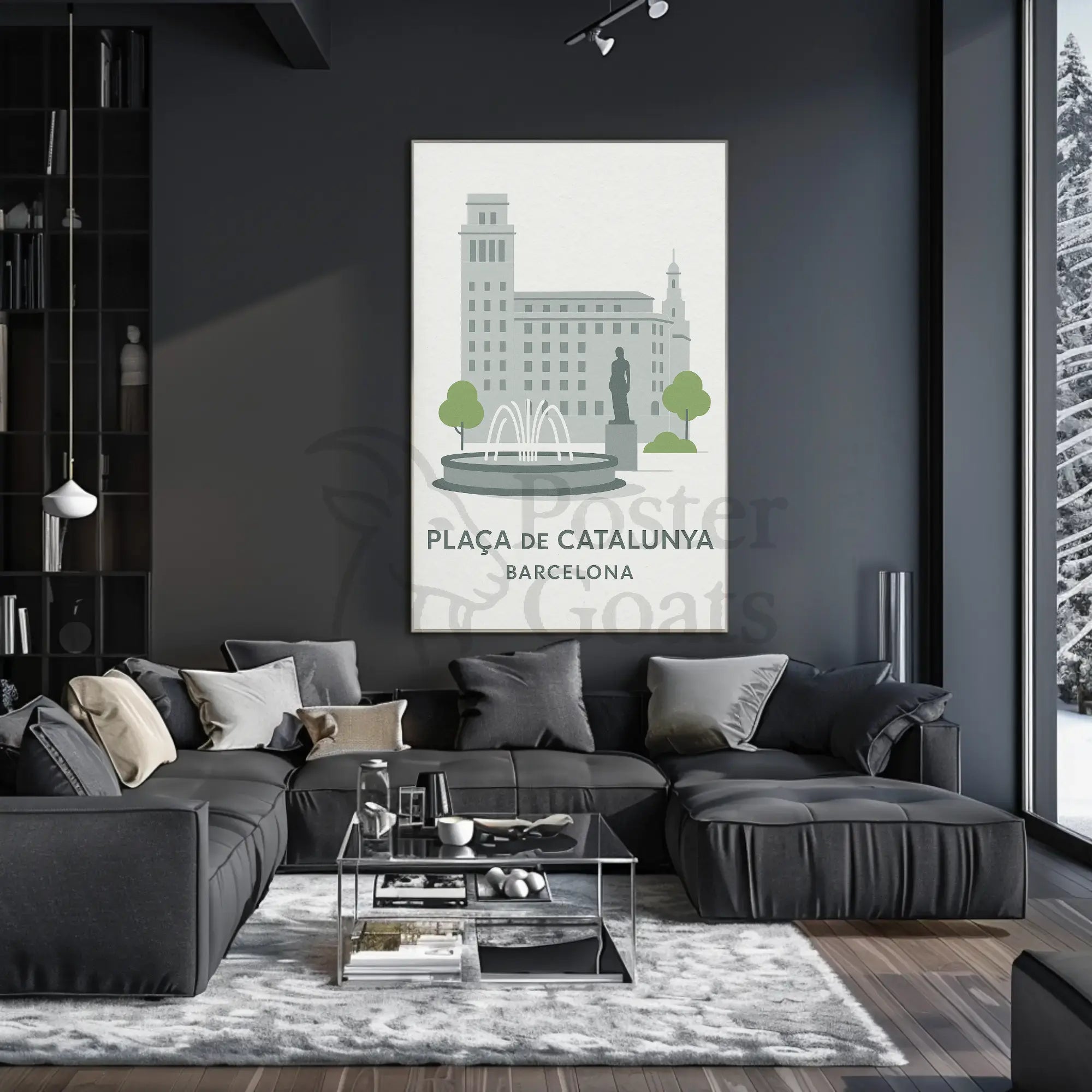 Plaça de Catalunya Tranquil Poster PosterGoat