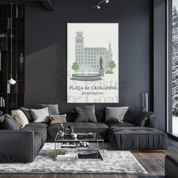 Plaça de Catalunya Tranquil Poster PosterGoat