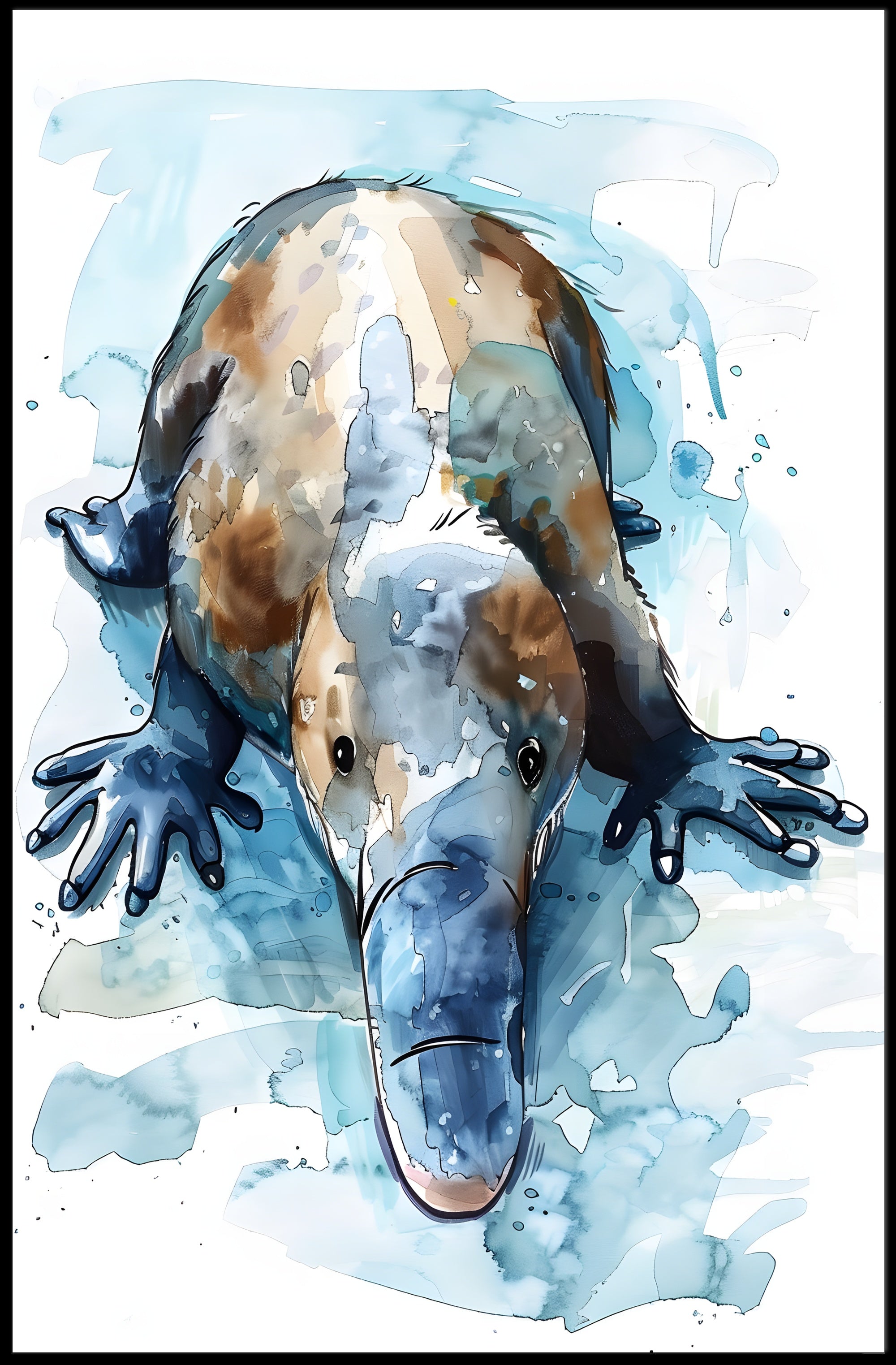 Platypus Watercolor Art Animal Poster PosterGoat