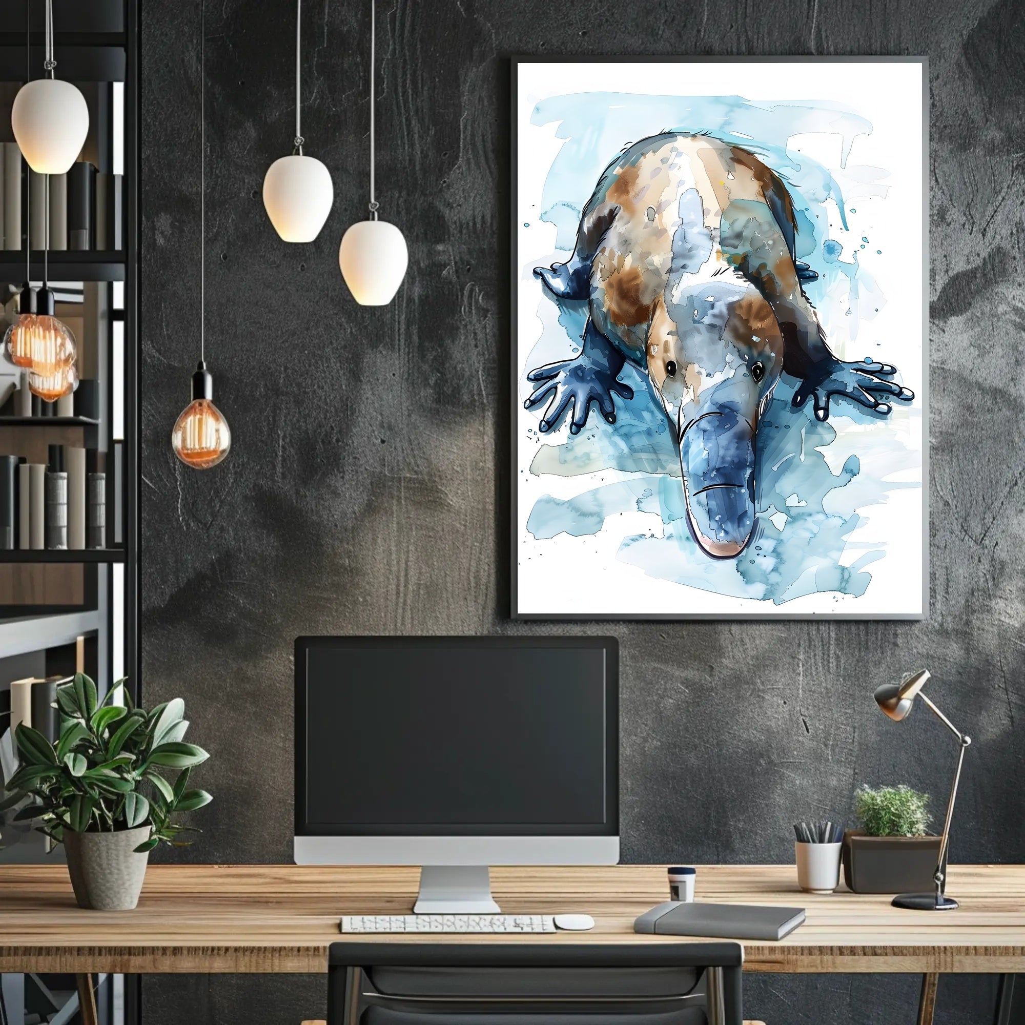 Platypus Watercolor Art Animal Poster PosterGoat
