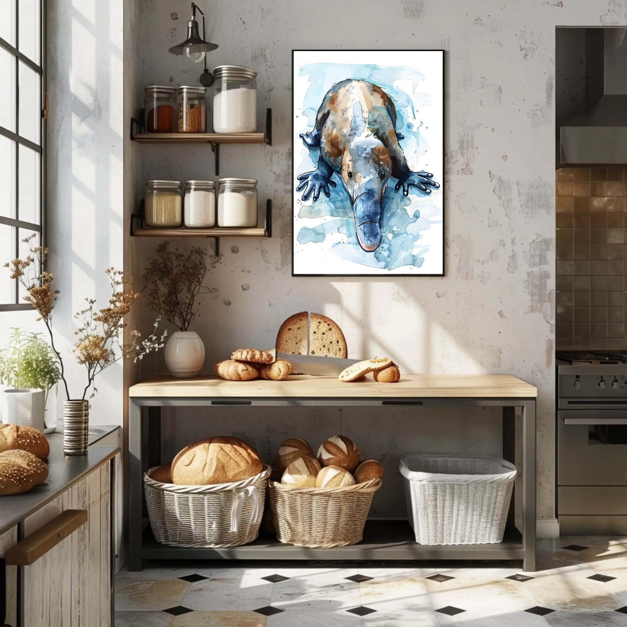 Platypus Watercolor Art Animal Poster PosterGoat