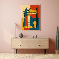Playful Cartoon Animal Geometric Art Animal Poster PosterGoat