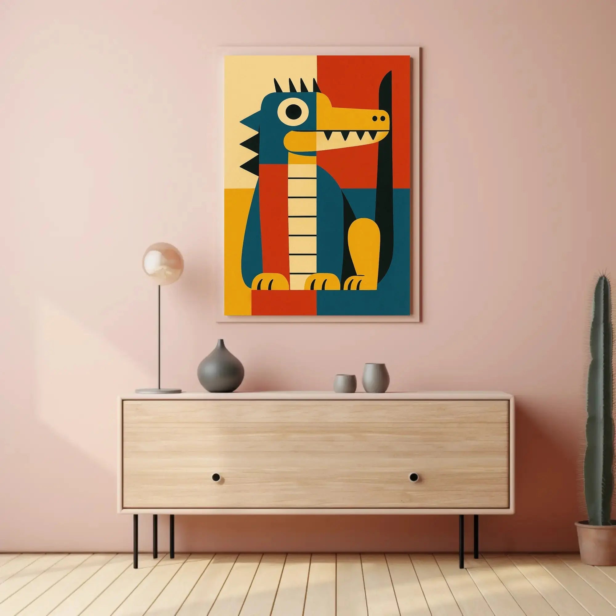 Playful Cartoon Animal Geometric Art Animal Poster PosterGoat