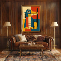Playful Cartoon Animal Geometric Art Animal Poster PosterGoat