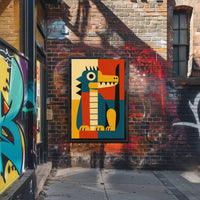 Playful Cartoon Animal Geometric Art Animal Poster PosterGoat