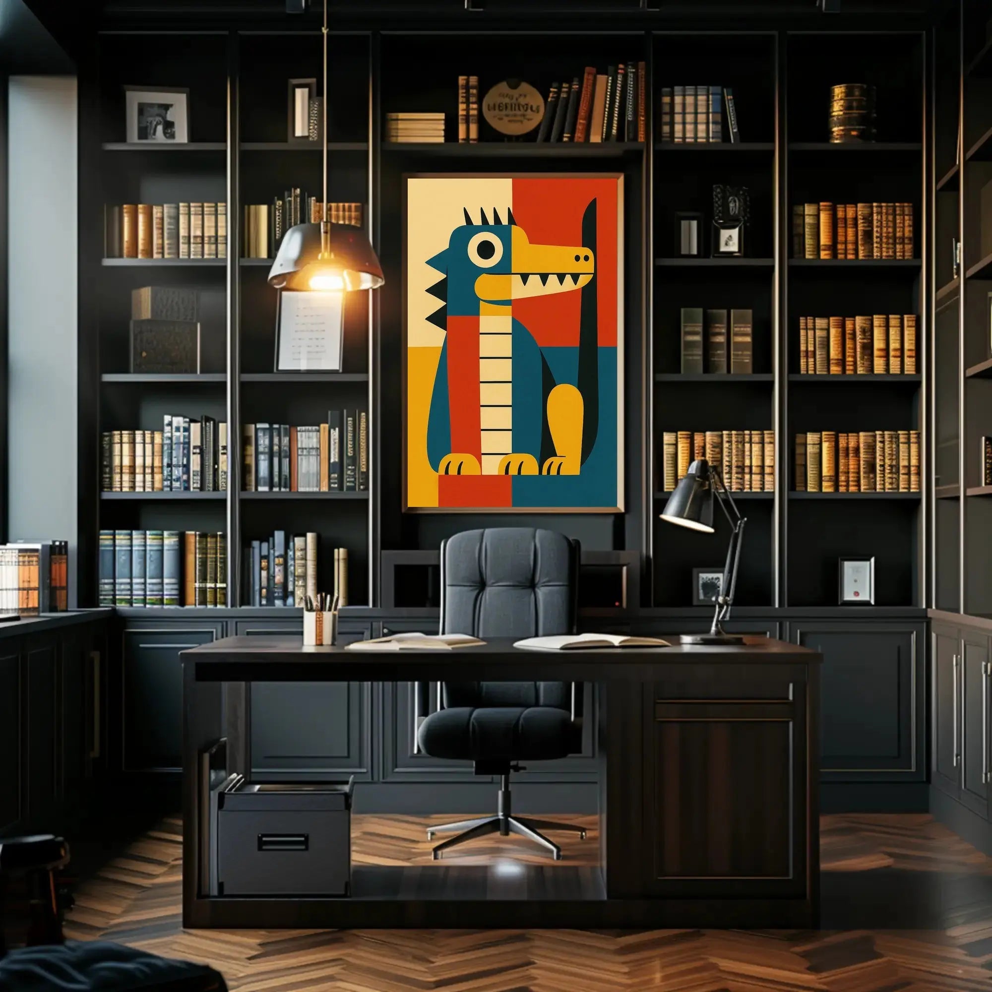 Playful Cartoon Animal Geometric Art Animal Poster PosterGoat